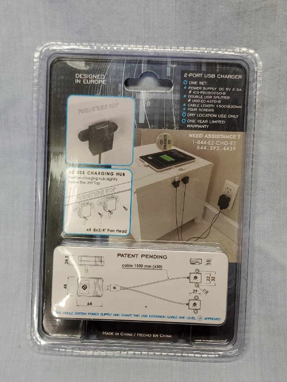 2-Port USB Charger Hub - Black
